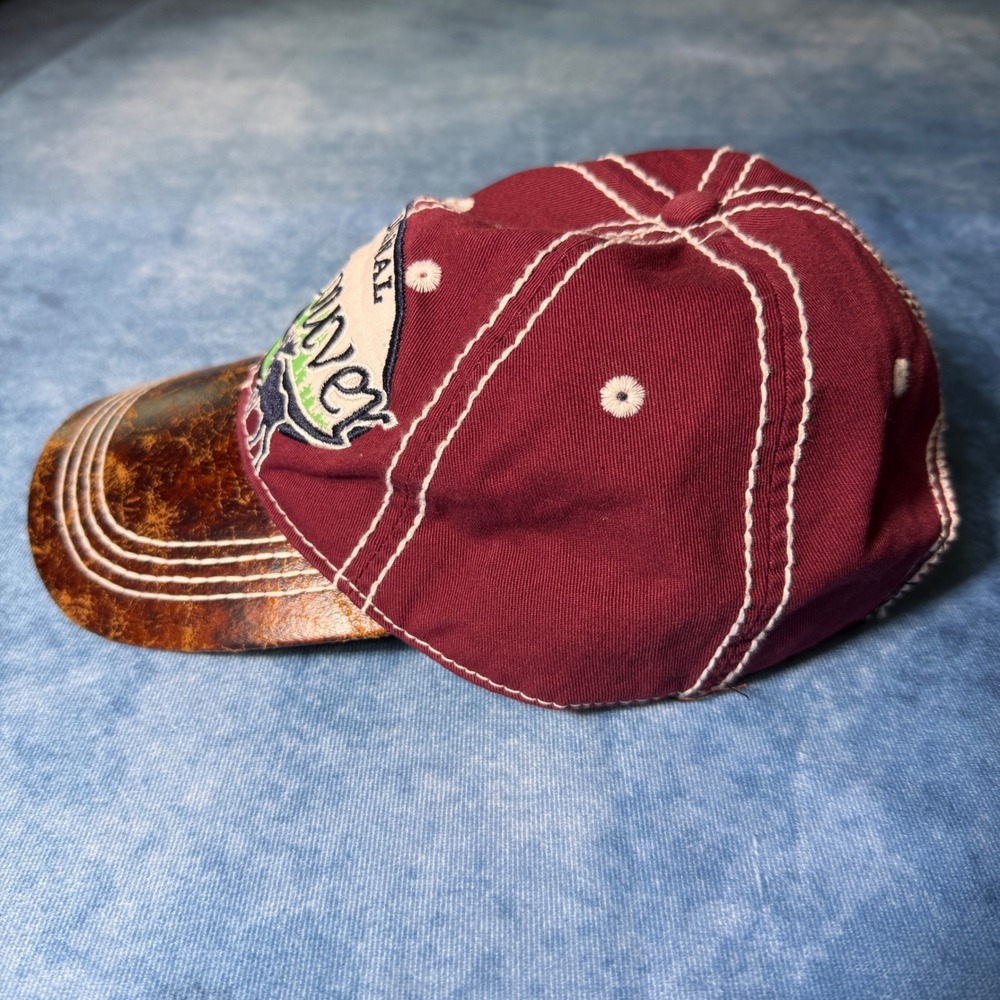 Y2K Vancouver Canada Moose Distressed Faux Leather Brim Baseball Cap Hat - Picture 2 of 6